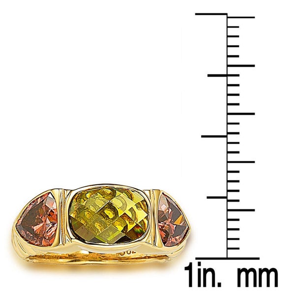 Suzy Levian Gold plated Sterling Silver Cubic Zirconia 3-stone Ring