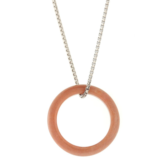 Suzy Levian Goldplated Sterling Silver Italian Coral Circle Pendant Necklace - Gold Plate/Gold Overlay/Sterling Silver - Silver Chain