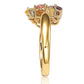 Suzy Levian Gold plated Sterling Silver Multi-colored Cubic Zirconia Floral Ring