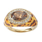 Suzy Levian Gold plated Sterling Silver Oval Brown Cubic Zirconia Animal Print Ring