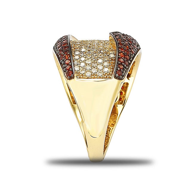 Suzy Levian Gold plated Sterling Silver Red and White Cubic Zirconia Anniversary Ring