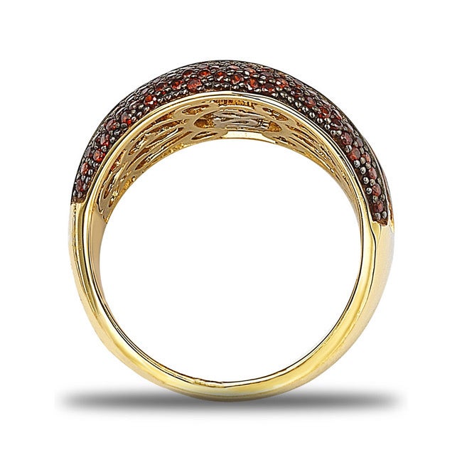 Suzy Levian Gold plated Sterling Silver Red and White Cubic Zirconia Anniversary Ring