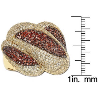 Suzy Levian Goldplated Sterling Silver Red and White Cubic Zirconia Dome Ring