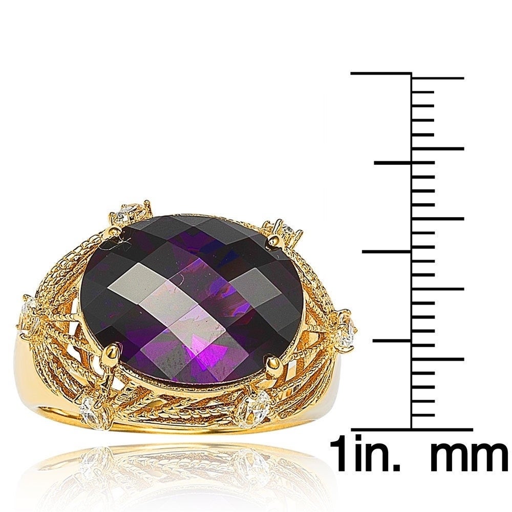Suzy Levian Gold plated Sterling Silver Simulated Amethyst Ring - Purple