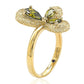 Suzy Levian Gold plated Sterling Silver Triple Green Pear Cubic Zirconia Abstract Flower Ring