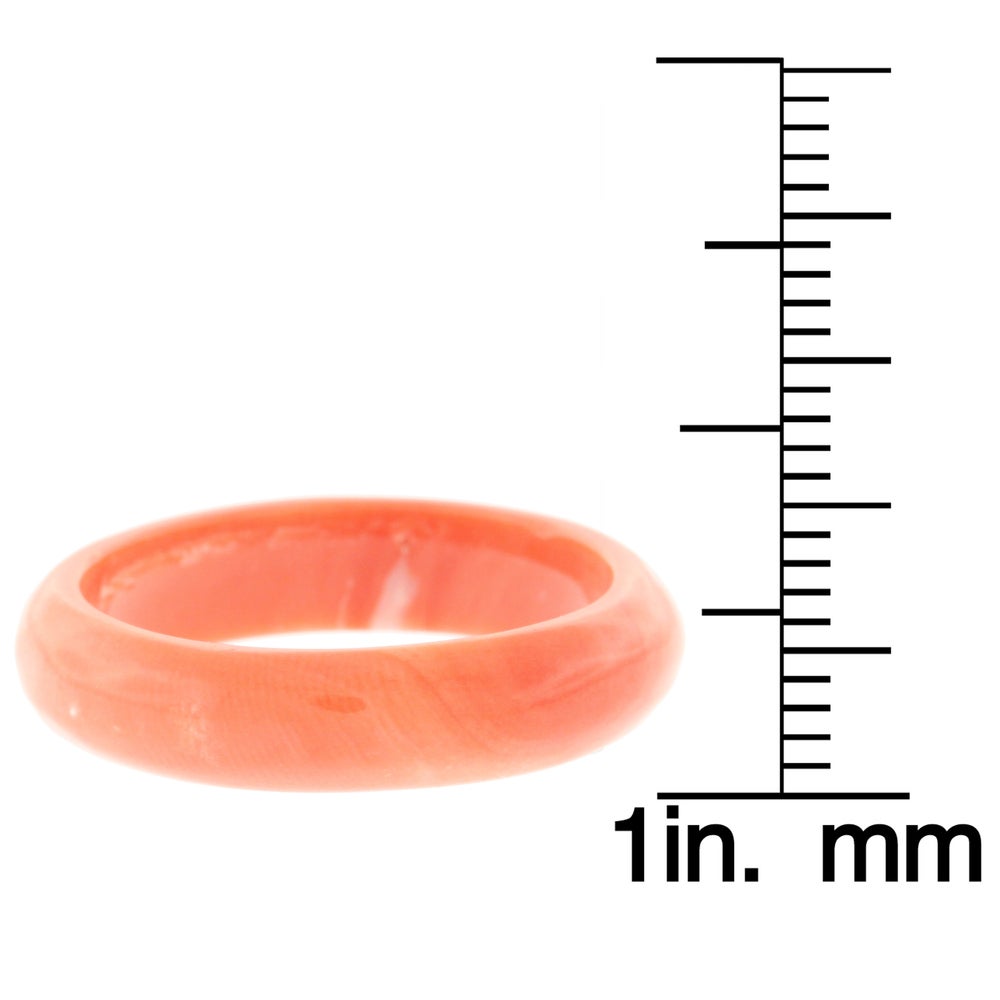 Suzy Levian Italian Hand Carved 6.3ct Natural Coral Gem Eternity Band Ring