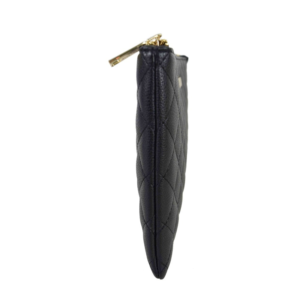 Suzy Levian Medium Faux Leather Quilted Clutch Handbag, Black