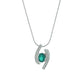 Suzy Levian Modern 14K White Gold Emerald and Diamond 0.85 TCW Birthstone Pendant