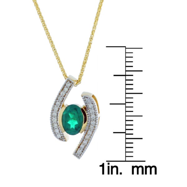 Suzy Levian Modern 14K Yellow Gold Emerald and Diamond 0.85 TCW Birthstone Pendant