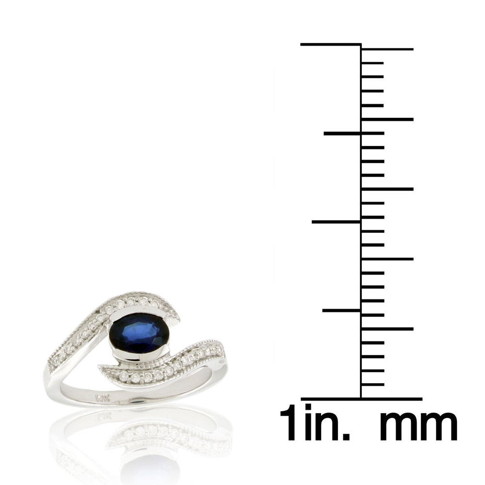 Suzy Levian Modern September Birthstone 14K Gold Sapphire and Diamond 1.09 TCW Ring