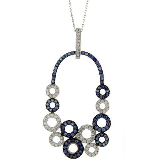 Suzy Levian Multi-Circle Sapphire and Diamond Pendant in Sterling Silver and 18K Gold