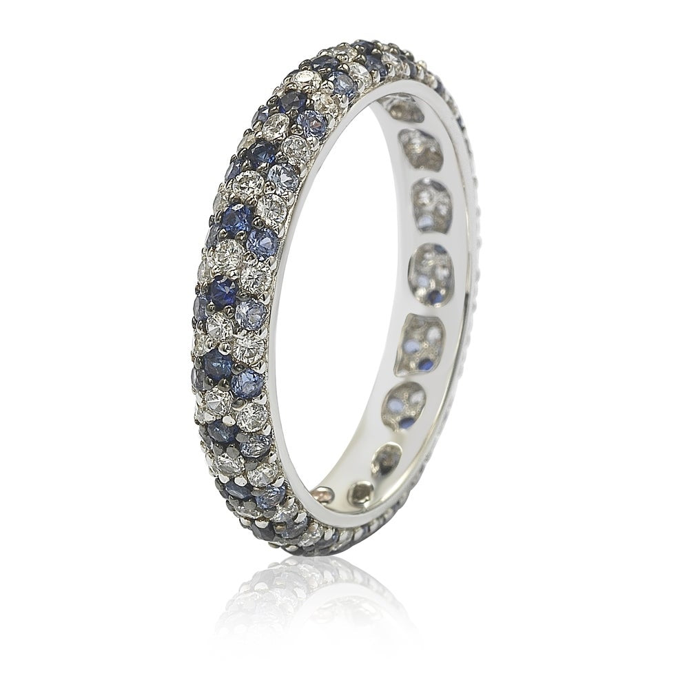 Suzy Levian Natural Sapphire & Diamond Accent Pave Eternity Band