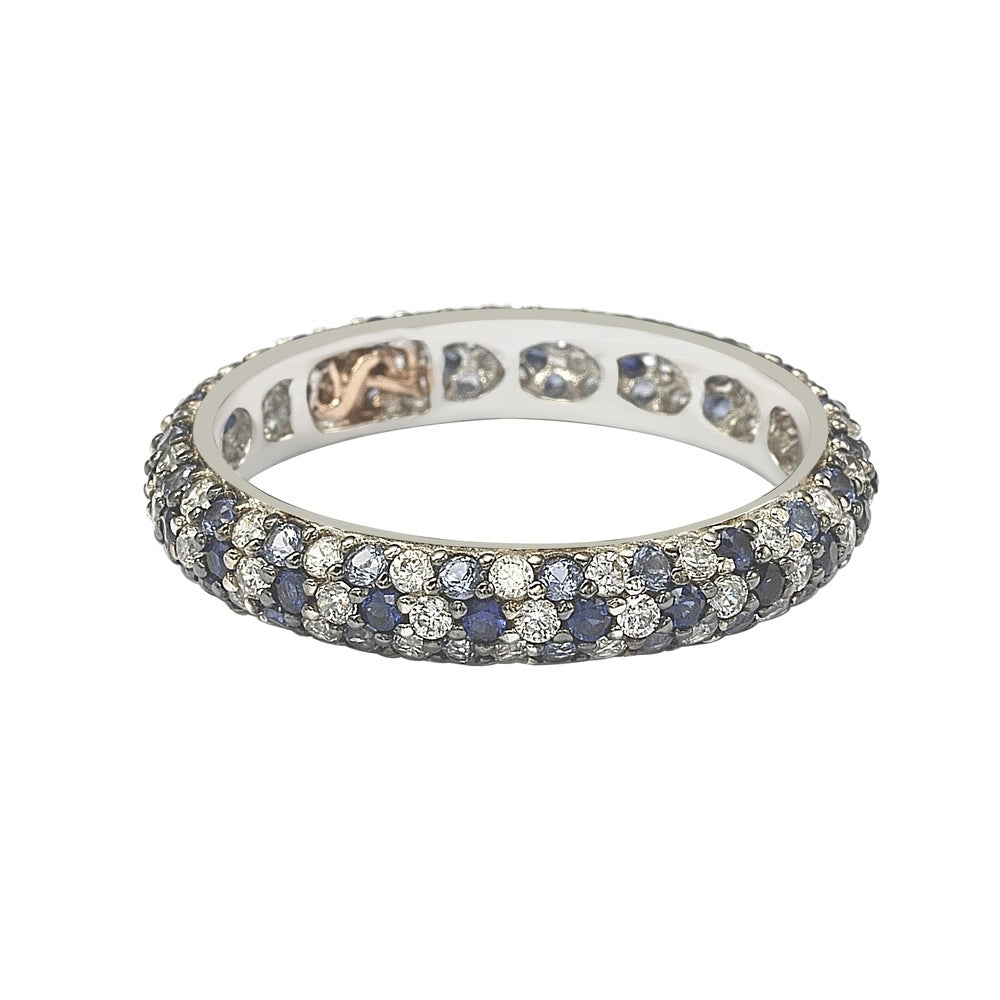 Suzy Levian Natural Sapphire & Diamond Accent Pave Eternity Band