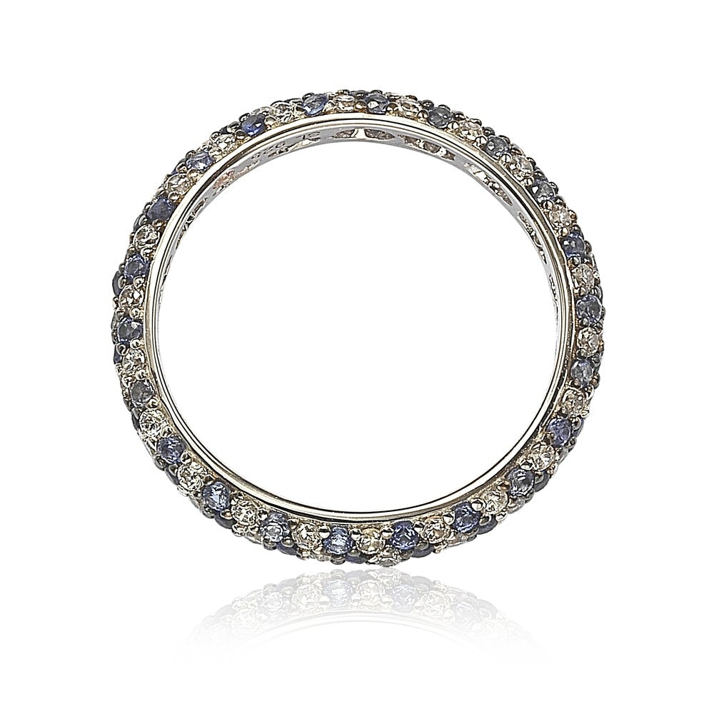 Suzy Levian Natural Sapphire & Diamond Accent Pave Eternity Band