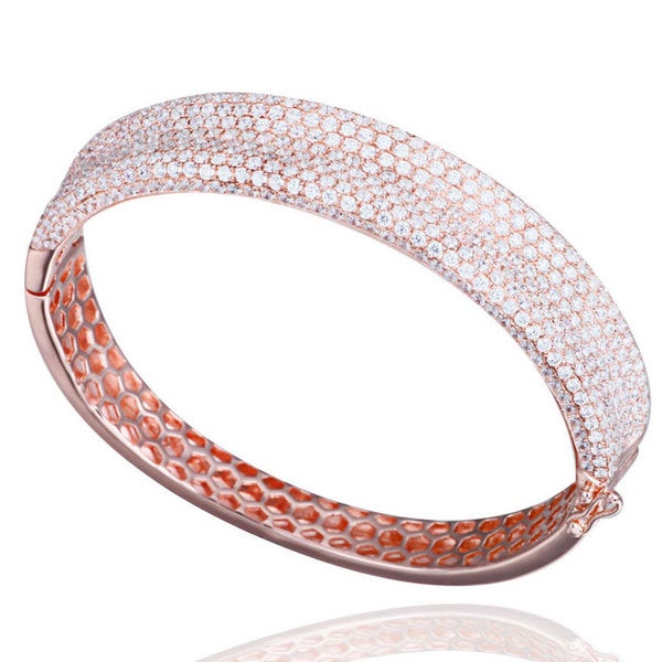 Suzy Levian Pave Cubic Zirconia Sterling Silver Bangle