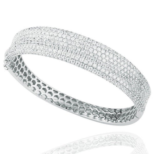Suzy Levian Pave Cubic Zirconia Sterling Silver Bangle - White