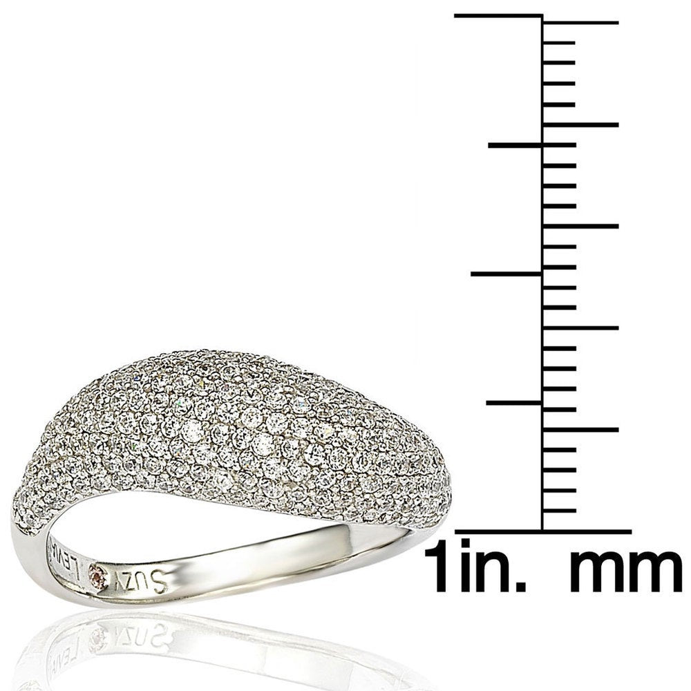 Suzy Levian Pave Cubic Zirconia Sterling Silver Bridal Ring