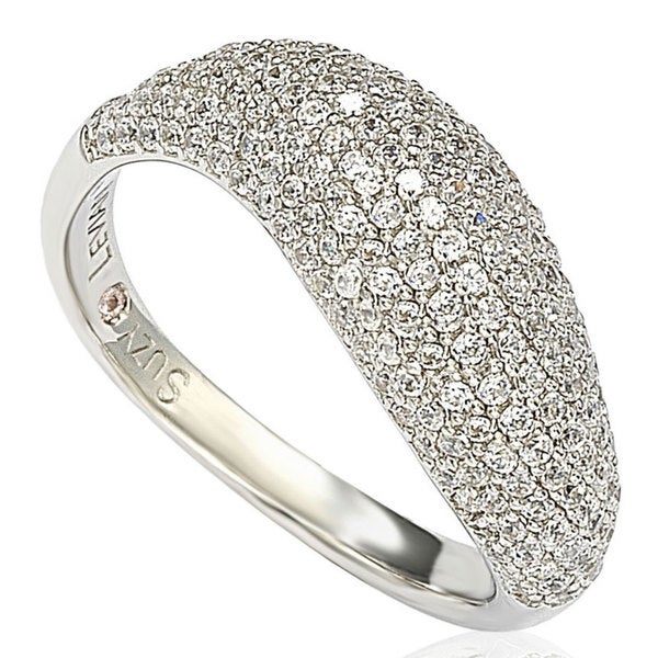 Suzy Levian Pave Cubic Zirconia Sterling Silver Bridal Ring