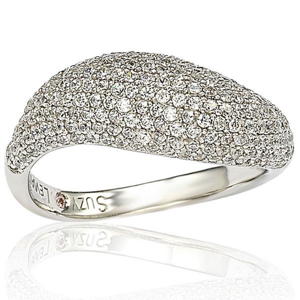 Suzy Levian Pave Cubic Zirconia Sterling Silver Bridal Ring