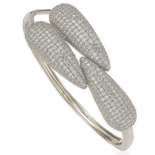 Suzy Levian Pave Cubic Zirconia Sterling Silver Bypass Bangle