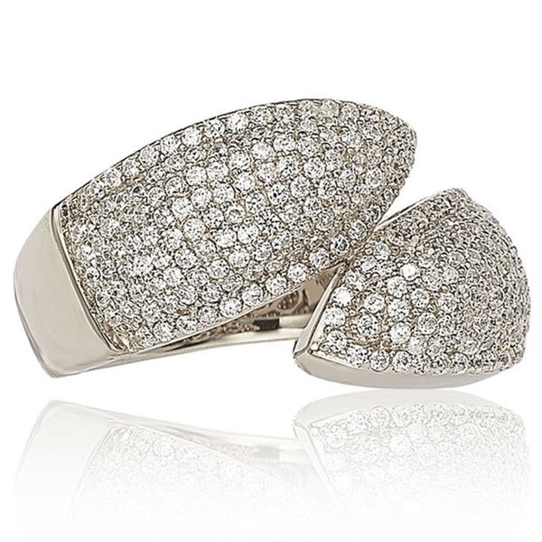 Suzy Levian Pave Cubic Zirconia Sterling Silver Bypass Ring