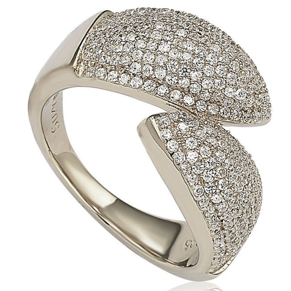 Suzy Levian Pave Cubic Zirconia Sterling Silver Bypass Ring