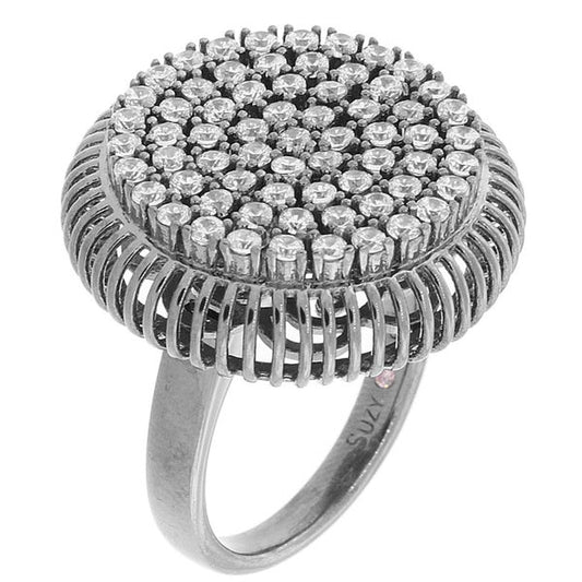 Suzy Levian Pave Cubic Zirconia Sterling Silver Cluster Circle Ring