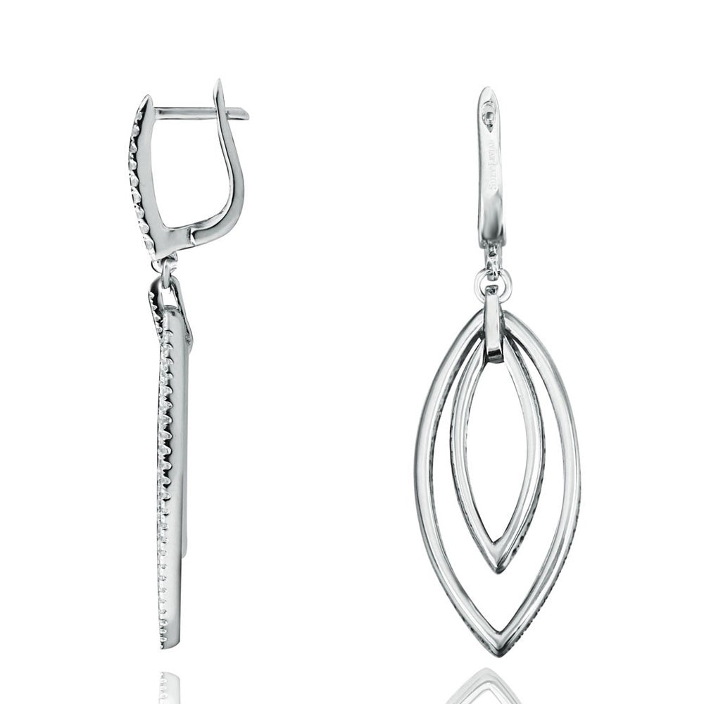 Suzy Levian Pave Cubic Zirconia Sterling Silver Dangling Earrings