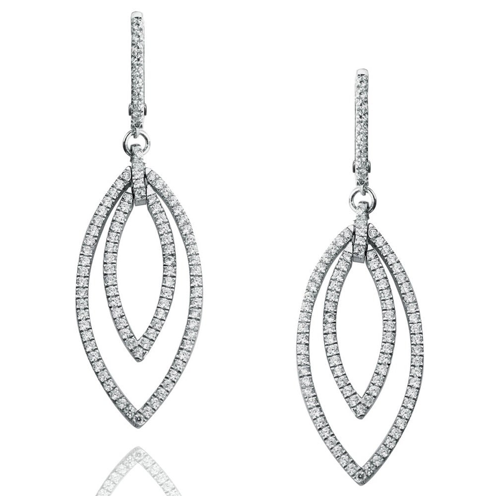 Suzy Levian Pave Cubic Zirconia Sterling Silver Dangling Earrings