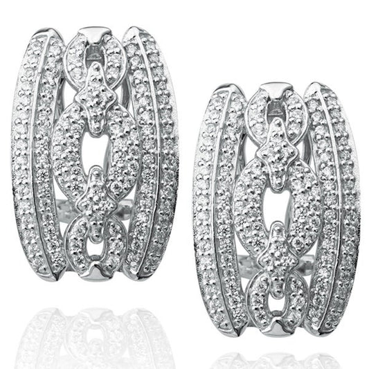 Suzy Levian Pave Cubic Zirconia Sterling Silver Link Earrings