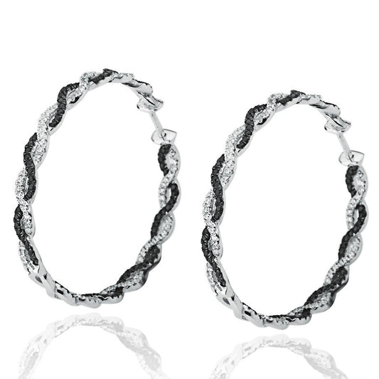 Suzy Levian Pave Cubic Zirconia Sterling Silver Infinity Twisted Hoop Earrings