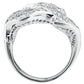 Suzy Levian Pave Cubic Zirconia Sterling Silver Leaf Ring