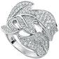 Suzy Levian Pave Cubic Zirconia Sterling Silver Leaf Ring