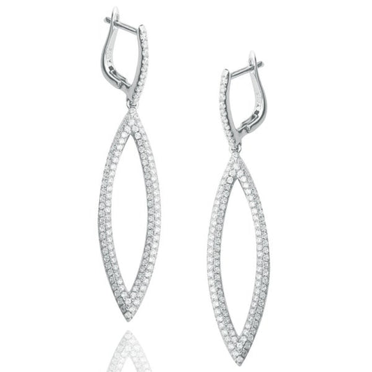 Suzy Levian Pave Cubic Zirconia Sterling Silver Long Earrings