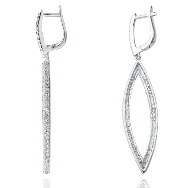 Suzy Levian Pave Cubic Zirconia Sterling Silver Long Earrings