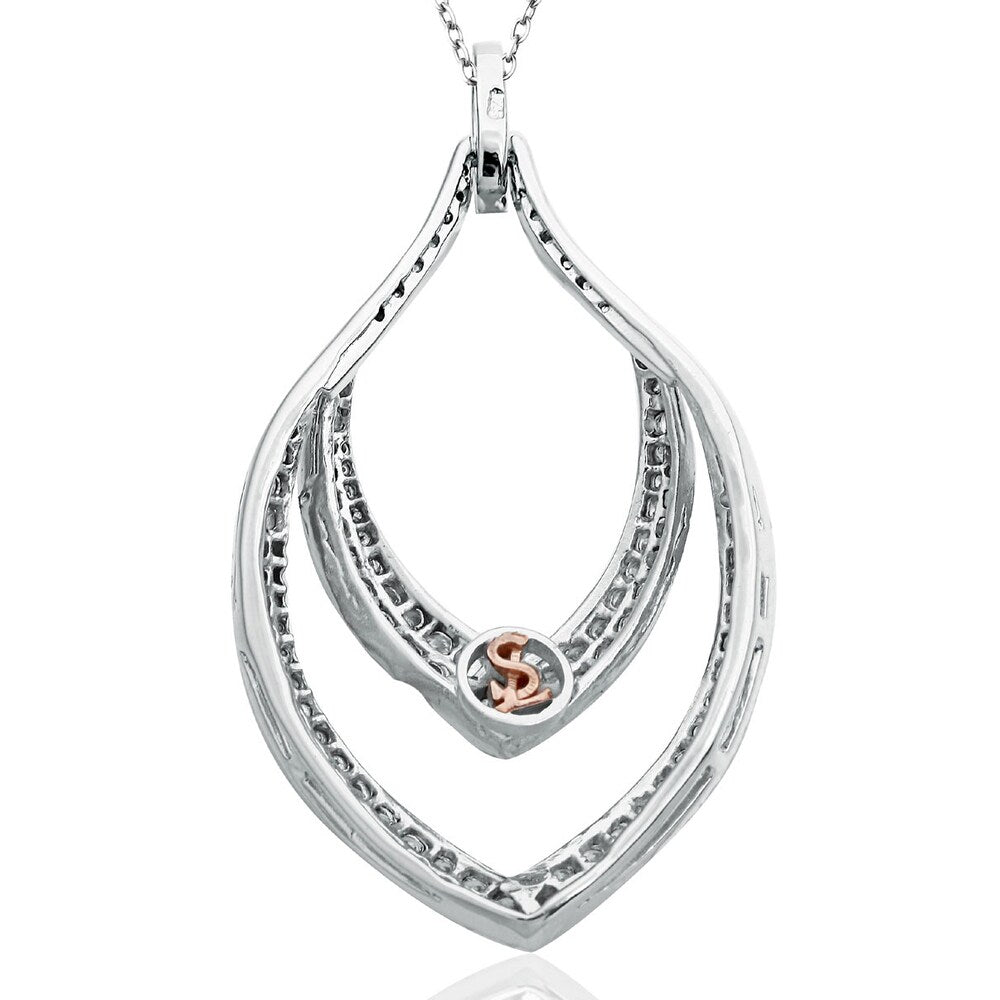 Suzy Levian Pave Cubic Zirconia Sterling Silver Modern Heart Pendant