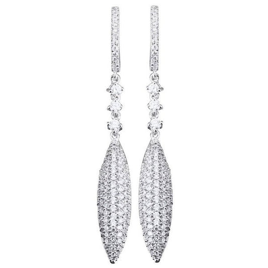Suzy Levian Pave Cubic Zirconia Sterling Silver Pave Dangle Drop Earrings