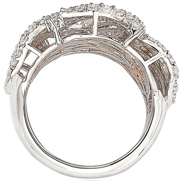 Suzy Levian Pave Cubic Zirconia Sterling Silver Pave Leaf Ring