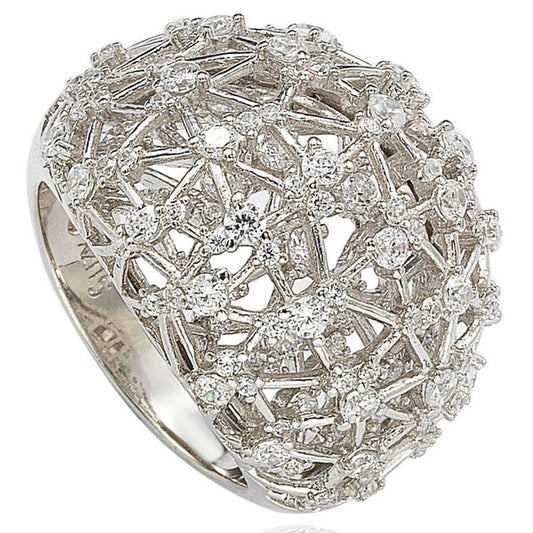 Suzy Levian Pave Cubic Zirconia Sterling Silver Ring