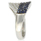 Suzy Levian Pave Cubic Zirconia Sterling Silver Weaving Blue and White Ring