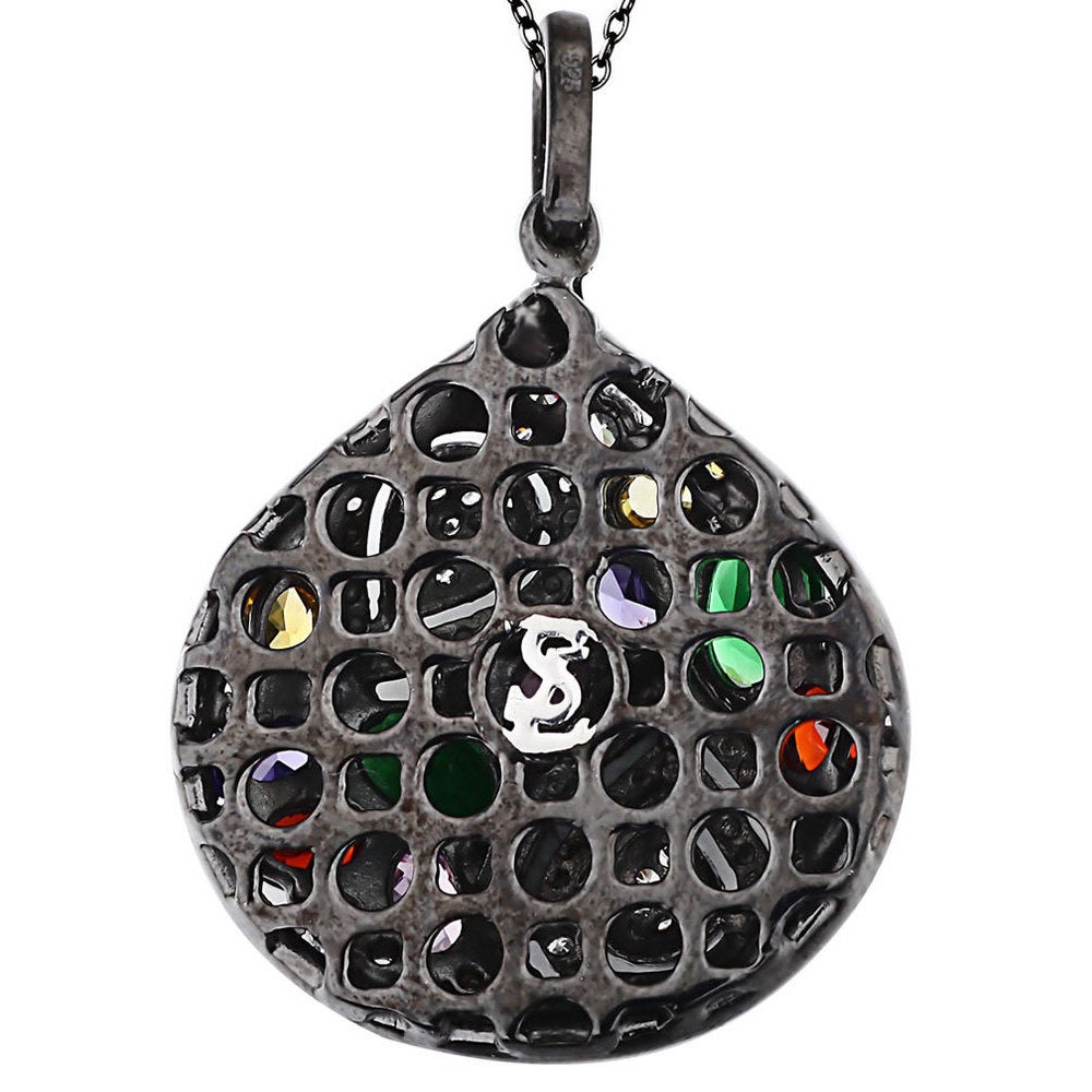 Suzy Levian Pave Multi-Color Sterling Silver Pendant Necklace