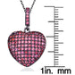 Suzy Levian Pink Cubic Zirconia Blackened Sterling Silver Pave Heart Pendant