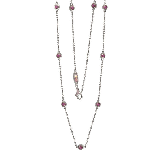 Suzy Levian Pink Sapphire 1.80cttw Sterling Silver Station Necklace