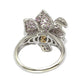 Suzy Levian Pink Sapphire and Diamond Accent in Sterling Silver Flower Petal Ring