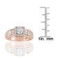 Suzy Levian Rose Plated Sterling Silver Asscher Cut Cubic Zirconia Engagement Ring