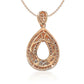 Suzy Levian Rose Sterling Silver Brown and White Cubic Zirconia Teardrop Pendant