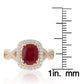 Suzy Levian Rose Sterling Silver Created Ruby and White Cubic Zirconia Engagement Ring