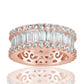 Suzy Levian Rose Sterling Silver Cubic Zirconia White Baguette and Round Wide Eternity Band
