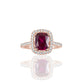 Suzy Levian Rose Sterling Silver Elongated Cushion Cut Created Ruby Engagement Ring