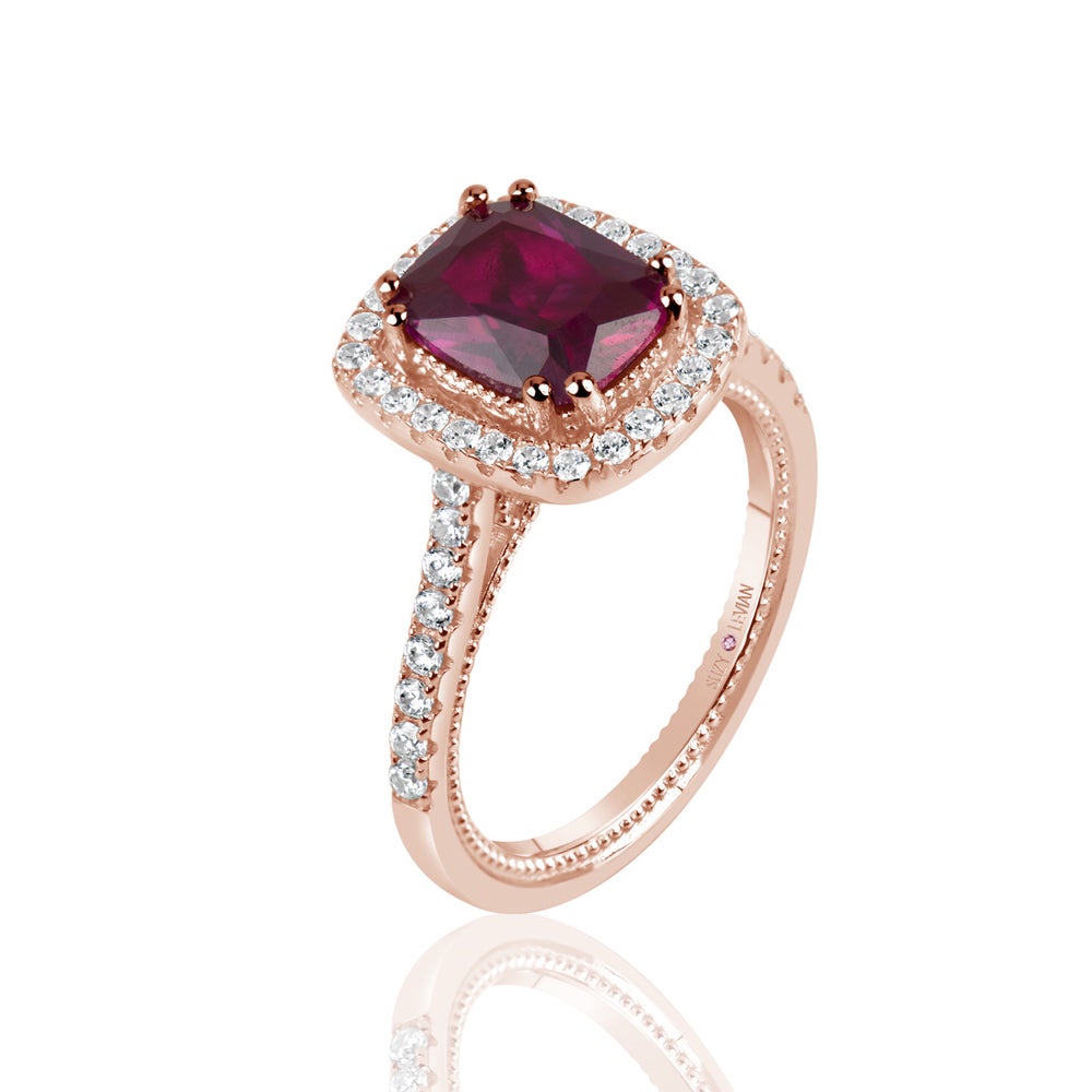 Sterling created rose cut ruby buying ring with twisted bezel